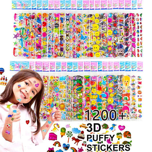 Kids Stickers 40 Different Sheets 3D Puffy Bulk Stickers for Girl Boy Birthday Gift Scrapbooking Teachers Animals Cartoon